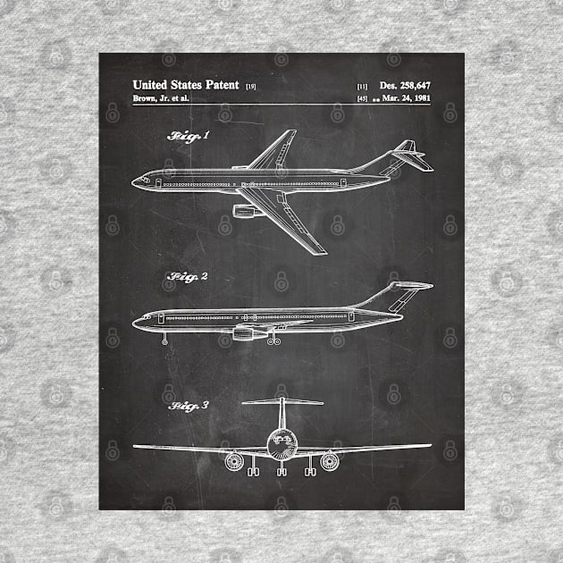 Boeing 777 Airliner Patent - 777 Airplane Art - Black Chalkboard by patentpress